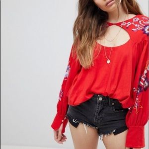 Free People Embroidered Lita Blouse